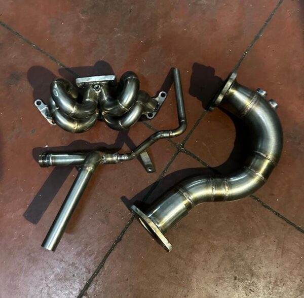 KIT collettori a cuore + tubo acqua + downpipe 1446/TD04/GBC Abarth Steel Work